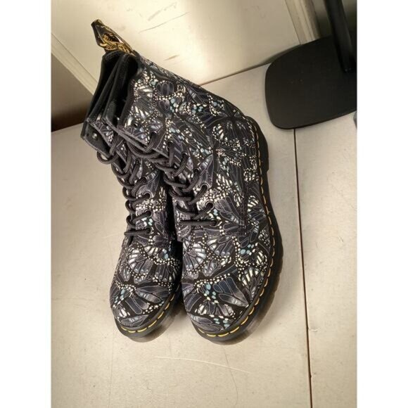 Dr. Martens 1460 Women's Butterfly Print Suede Lace Up Boots 9